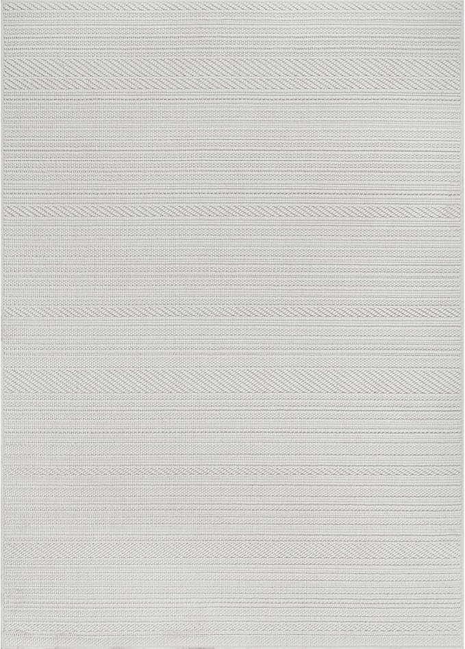 Luul Home Micro Loop Indoor Rug White 5x7 Boho Geometric Neutral Area Rugs for Living Room Soft Luxury Modern Low and High Pile Durable Stain Resistant Non-Shedding Indoor Area Carpet 5 x 7