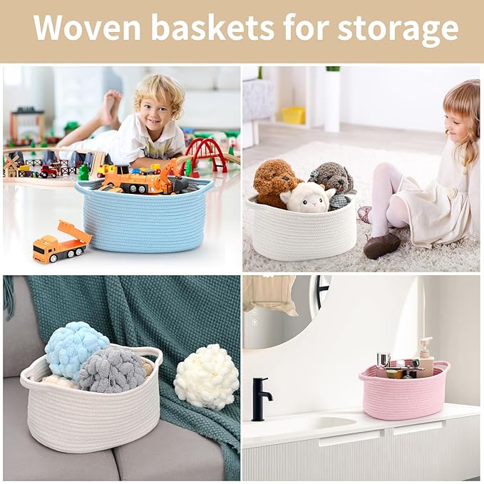 Cute Woven Storage Basket with Handle, Baskets for Gifts Empty, Gift Baskets for Valentines Day Birthday Baby Shower Raffle Burr Fundraiser, Decorative Organizer Box for Spring Home Refresh