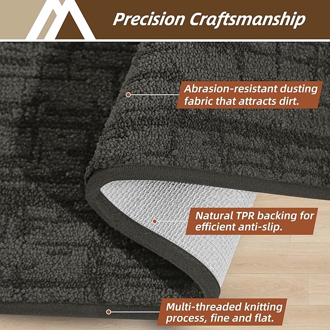 COSY HOMEER-Door-Mat Dirt Trapper Entryway Rugs 20"x32" Non Slip Washable Entrance Mats Absorbent Welcome Mat Low Profile Dog Door Mats for Front Back Doomats and Wet Shoes,Dark Grey