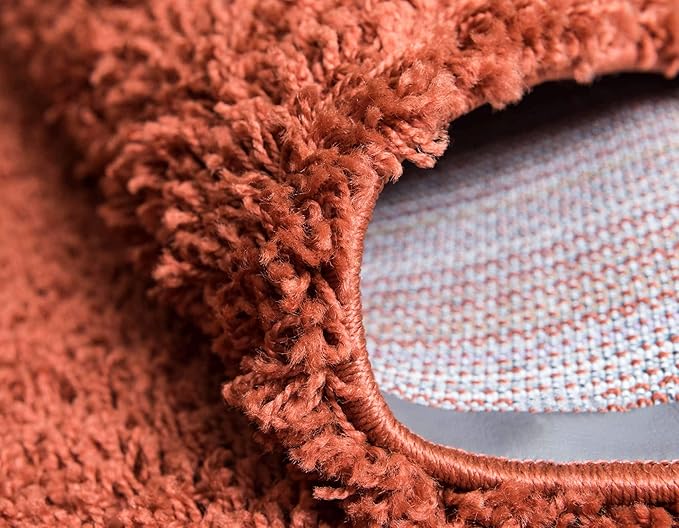 Unique Loom Solid Shag Collection Area Rug (4' 1" x 6' 1" Rectangle, Terracotta)