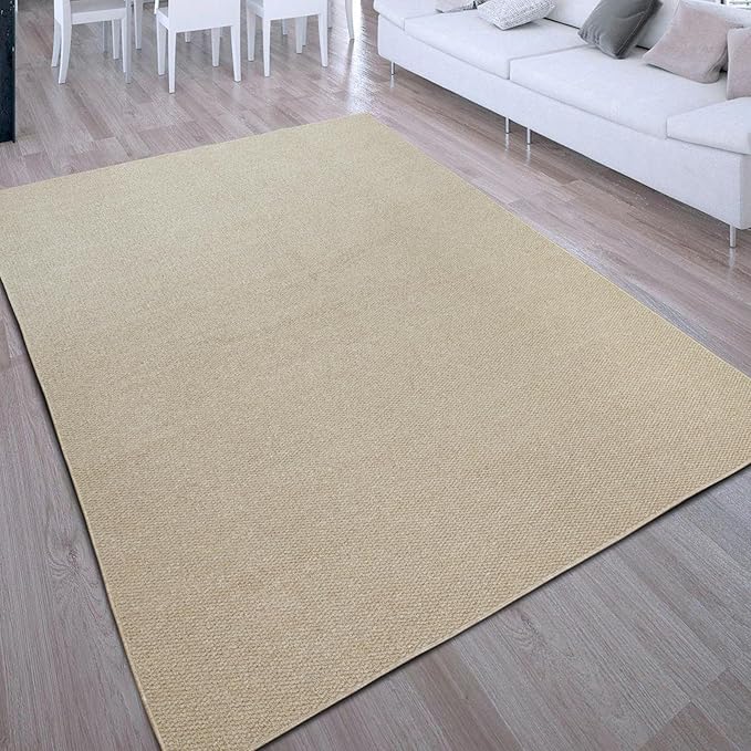 Fortsea 5'x7' Washable Area Rug for Living Room Natural Berber Rug Bedroom Non-Slip Rugs No Shed Faux Jute-Look Area Rugs Non-Skid Washable Area Rug (Camel, 5X7)
