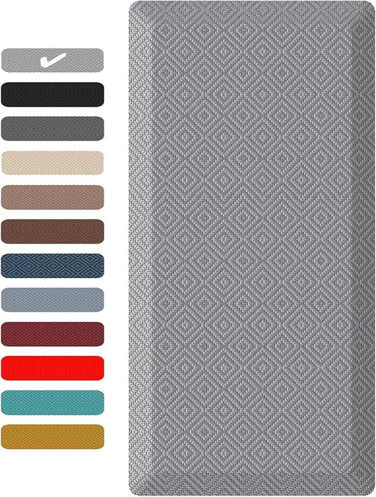 Ophanie Kitchen Mats for Floor, 3/4 inch Thick, 17x28 Anti Fatigue Cushioned Mat, Kitchen Rugs, Waterproof, Comfort Ergonomic Standing Mat for Office, Home, Sink, Grey Non-Slip Ridged Bottom