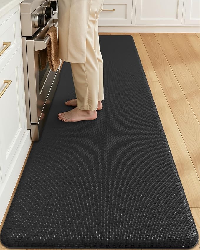 Color&Geometry 0.71" Extra Thick Anti Fatigue Cushion Kitchen Floor Mat,Easy Clean, Water & Oil Proof, Non Slip, Foam Padded Runner Rug for Front Sink,20"x 71" Black (2.0 Version)