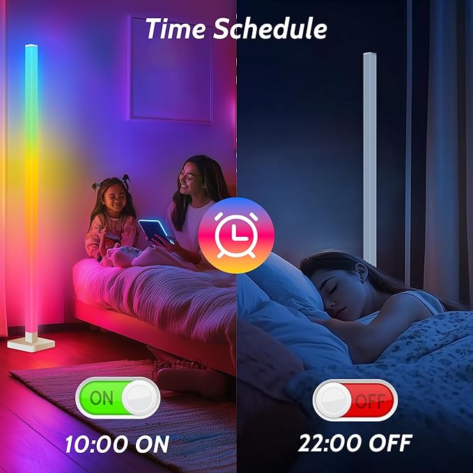 ICRGB Corner Floor Lamp, DIY Floor Lamp with Music Sync and 16 Million Colors, Color Changing Standing Floor LED Lights for Bedroom Living Room Decor, Ambient Mood Lighting Gaming Accessories