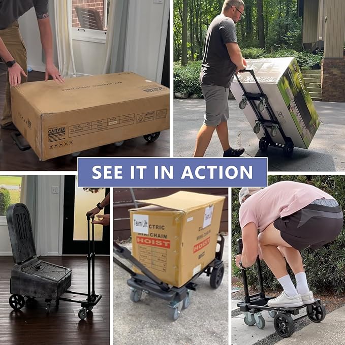 KEDSUM 3-in-1 Convertible Hand Truck Dolly, 600LBS Heavy Duty Dolly Cart with Wheels, Dolly Cart with Adjustable Handle & Caster Wheels for Home,Office,School, 6 Wheels Innovative Design, Collapsible