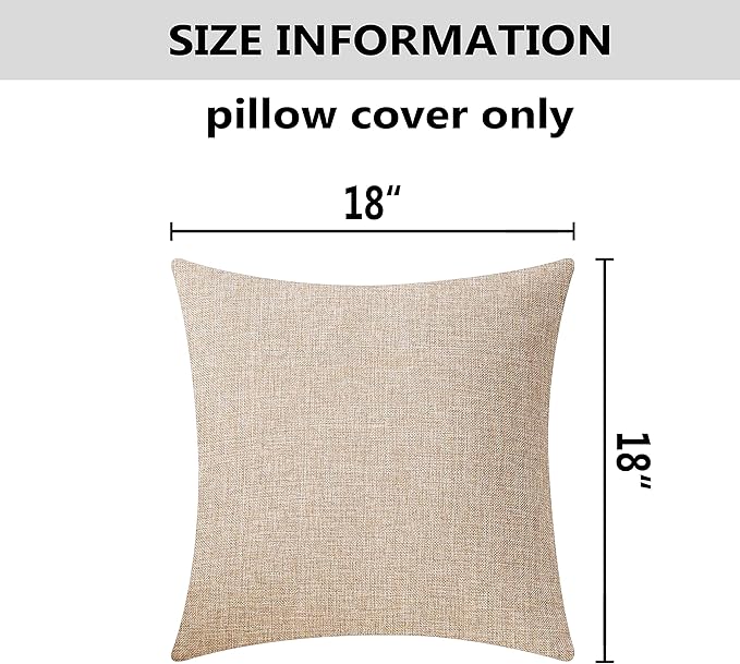 Home Brilliant Linen Throw Pillow Cover Burlap Square Cushion Cover Pillow Sham for Couch Living Room Holiday Decor, Light Linen, 18x18 Inches(45cm)