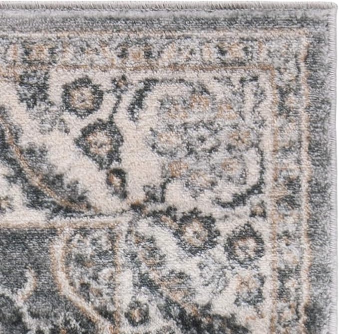 SAFAVIEH Isabella Collection Accent Rug - 4' x 6', Grey & Dark Grey, Oriental Design, Non-Shedding & Easy Care, Ideal for High Traffic Areas in Entryway, Living Room, Bedroom (ISA912H)