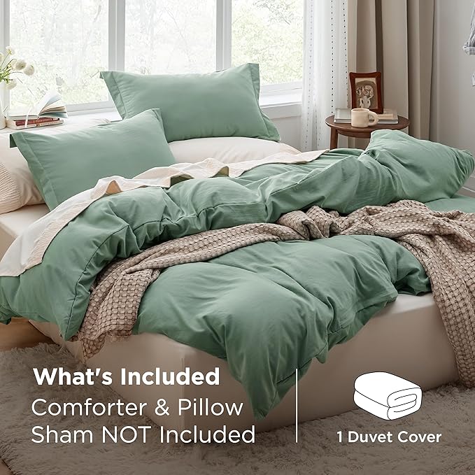 Bedsure Sage Green Duvet Cover King Size Only - Prewashed Cotton-Like Extra Soft All Season Bedding, Includes 1 Duvet Cover 104x90 Inches with Zipper Closure, Comforter Not Included