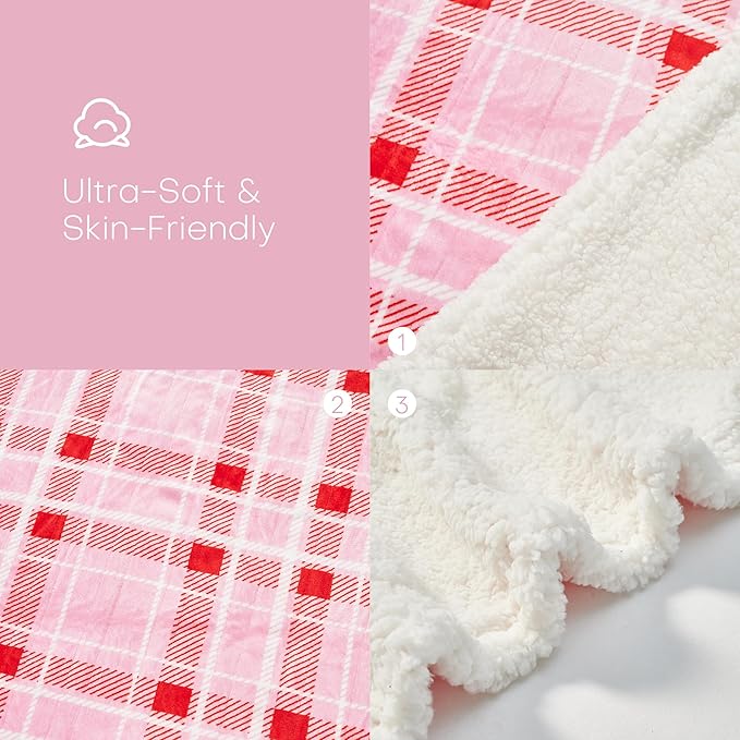 LUXIAN Electric Heated Blanket Full Size 72"x84" - Microplush & Sherpa Fabric Dual-Sided, 9 Heat Settings & 1-10 Hours Auto Off, Cozy Warming Throw for Home, Office, or Bed, Machine Washable, Pink