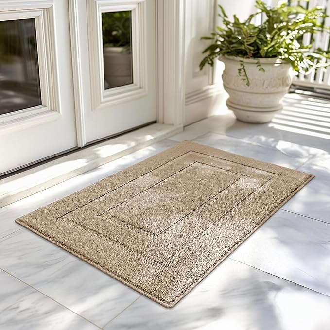 GRANNY SAYS Front Door Mat Outside Entrance, Welcome Matt Indoor Non-Slip, Door Mats for Outdoor, Entryway Front Porch Matt Low Profile Resist Dirt Easy to Clean, 32" x 20", Khaki