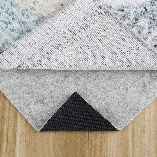 Non Slip Rug Pad 3x5 Feet, 4/25" Thick Felt Cushioned Rubber Gripper Pad for Hardwood, Laminate, Stone, Tile, Wood, Vinyl Floors & Carpet, Anti Skid Under Area Rug Pads