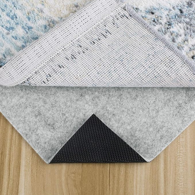 Non Slip Rug Pad 2x8 Feet, 4/25" Thick Felt Cushioned Rubber Rug Gripper Pad for Hardwood, Laminate, Stone, Tile, Wood, Vinyl Floors & Carpet, Anti Skid Under Area Rug Pads