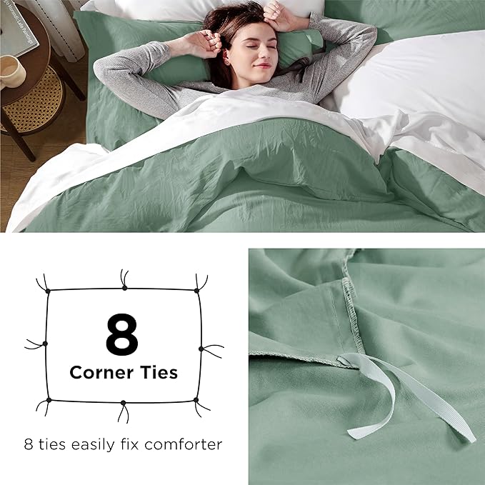 Bedsure Sage Green California King Duvet Cover - Prewashed Cotton-Like Extra Soft Bedding Set, Includes 1 Cal King Duvet Cover 104x98 Inches with Zipper Closure & 2 Pillow Shams, No Comforter