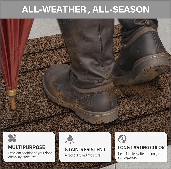 GRANNY SAYS Front Door Mat Outside Entrance, Welcome Matt Indoor Non-Slip, Door Mats for Outdoor, Entryway Front Porch Matt Low Profile Resist Dirt Easy to Clean, 36" x 24", Dark Brown