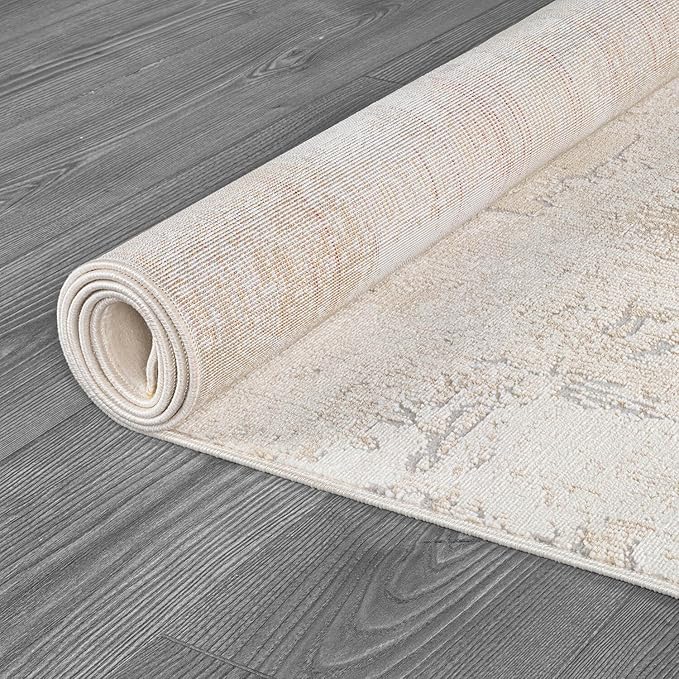 Beverly Rug Modern Abstract Entry Rug 2x3 Luxury Ultra Soft Vintage Indoor Area Rugs for Living Room Stain Resistant Non Shedding Indoor Carpet Alfombras para Salas Modernas (2 x 3 Beige)