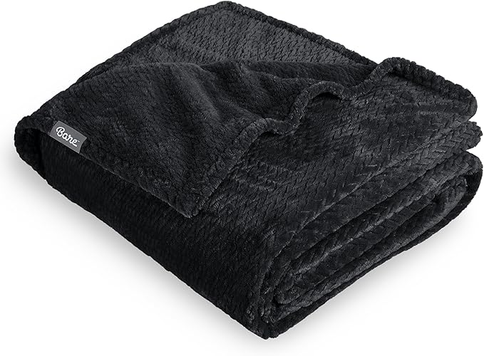 Bare Home Textured Fleece Blanket - Twin/Twin Extra Long - Ultra-Soft Lightweight for Bed, Sofa, and Couch - Luxury Microplush - Cozy Warm Blanket (Twin/Twin XL, Chevron Black)