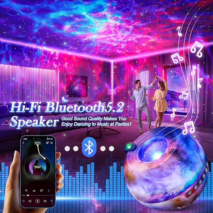Galaxy Projector for Bedroom, 15 Colors Star Projector for Kids Night Light for Kids, 15 White Noise Sound Machine with Light Galaxy Light Projector for Bedroom, Remote Ceiling Star Lights for Bedroom
