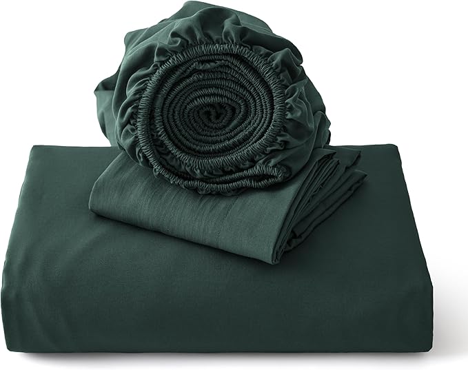 Bedsure Duvet Cover King Size with Fitted Sheet - 4 Pieces Prewashed Cotton-Like Extra Soft Bedding Set, Includes 1 Duvet Cover 104x90 Inches, 2 Pillow Shams, 1 Fitted Sheet, Forest Green