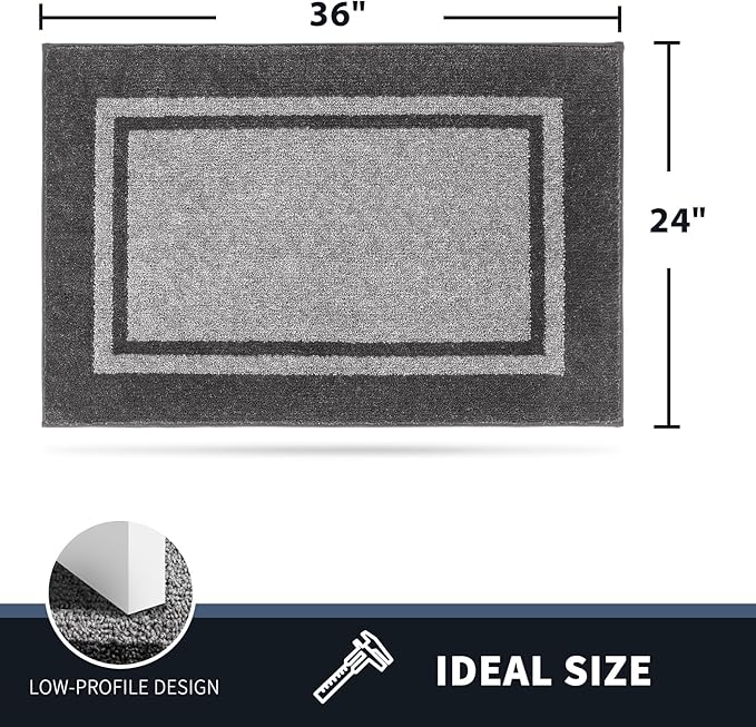 PURRUGS Dirt Trapping Door Mat 24" x 36", Non-Slip Machine Washable Entryway Rug, Entrance Mat, Indoor Front Door Mat, Super Absorbent Entry Rug for Muddy Shoes & Paws, Light Grey & Dark Grey