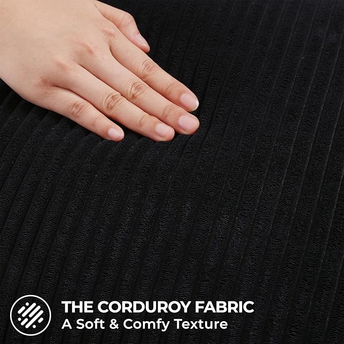 Mecatny Corduroy Decorative Throw Pillow Covers 26x26 Set of 2 for Sofa Living Room, Soft Neutral Boho Couch Pillow Covers for Home Decor, Black