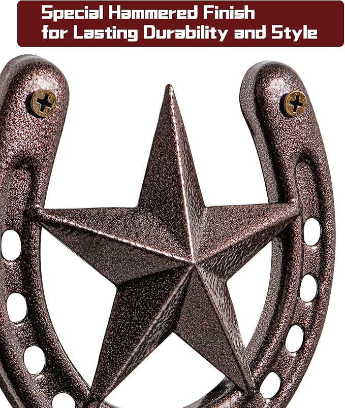 Adowes Gun Rack for Wall Western Shotgun Rifle Rack Wall Mount Metal Wall Gun Hanger Holder Display for Sword Bow Firearm Texas Star and Horseshoe