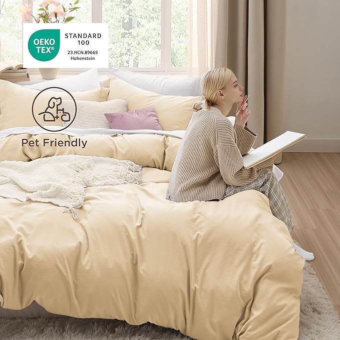 Bedsure Alabaster Gleam Twin Duvet Cover - 2 Pieces Prewashed Extra Soft Bedding Set, Includes 1 Duvet Cover Twin Size 68x90 Inches with Zipper Closure & 1 Pillow Sham, Comforter Not Included