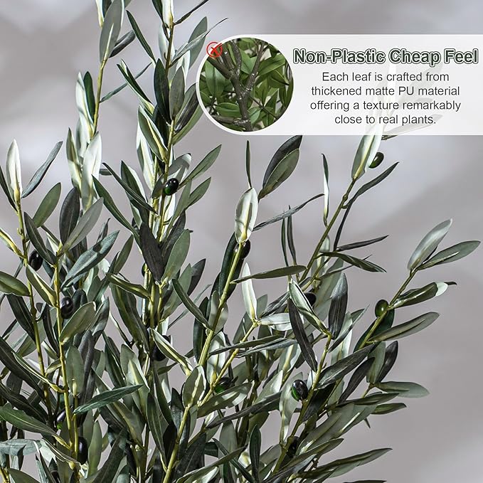 8PCS Premium Artificial Olive Branches for Vases - Realistic PU & Silk Faux Greenery Stems, 3 Sizes, Bendable Wire Stems, Low Maintenance Home/Office/Holiday Decor(No Vase
