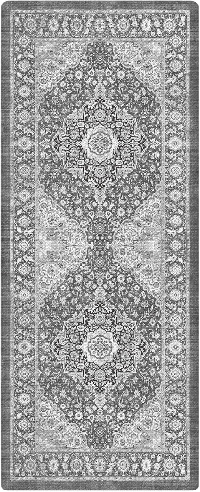 Color&Geometry Anti Fatigue Kitchen Mats for Floor 24x59, Vintage Decor, Easy Clean, Waterproof & Oil Proof, 0.4" Thick Cushioned, Non-Slip Kitchen Runner Rug for Sink, Laundry, Office, Grey