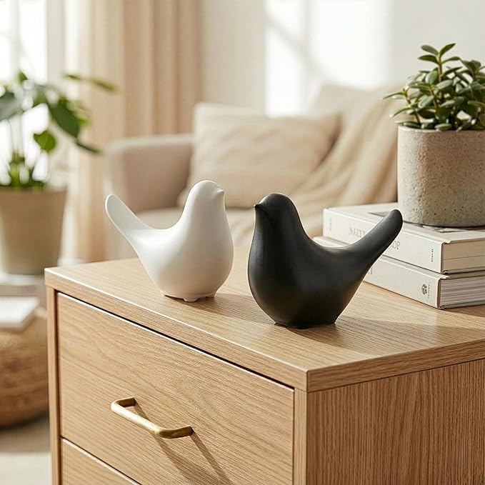 Large Black Bird Statue – Modern Tabletop Sculpture for Living Room, Mantel, Shelf, Console Table, Entryway, Fireplace, Bedroom Décor, Monochrome and Minimalist Home Decorations
