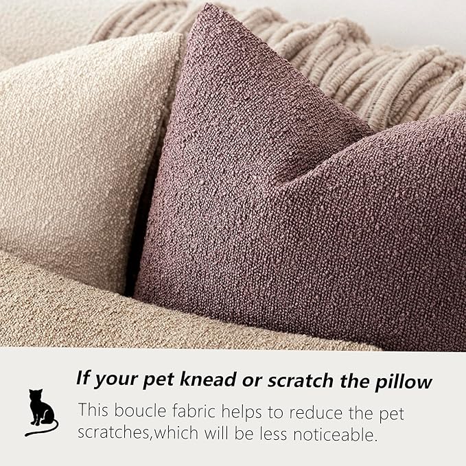 Foindtower Decorative Textured Boucle Throw Pillow Covers Accent Solid Pillow Cases Neutral Soft Cozy Couch Cushion Case for Chair Sofa Bedroom Living Room Home Decor 20x20 Inch,1PC,Dark Purple