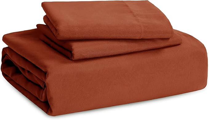 Bedsure Terracotta Duvet Cover King Size - 3 Pieces Prewashed Cotton-Like Extra Soft Bedding Set, Includes 1 Duvet Cover 104x90 Inches with Zipper Closure & 2 Pillow Shams, Comforter Not Included