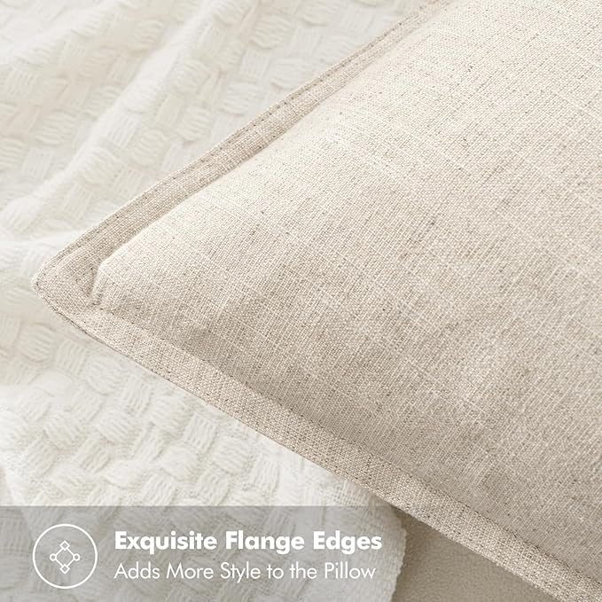 MIULEE Decorative Linen Pillow Covers 20x20 Inch Natural Beige Boho Farmhouse Neutral Christmas Couch Throw Pillows for Bed Pack of 2 Accent Modern Pillowcase Sofa Livingroom Home Decor