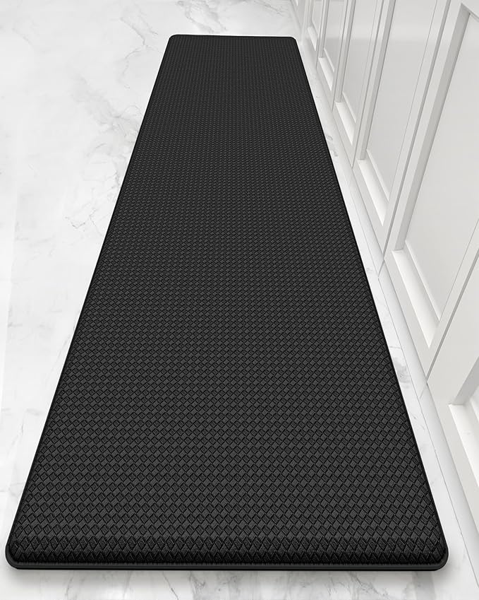 Color&Geometry Anti Fatigue Cushion Kitchen Mat for Floor -24"x59",Wide,Easy Clean, Water & Oil Proof, Anti Slip, Foam Rubber Runner Rug for Front Sink Comfort Standing,Black