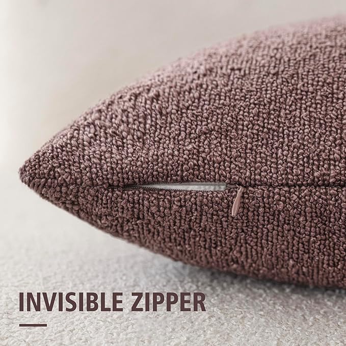 Foindtower Decorative Textured Boucle Throw Pillow Covers Accent Solid Pillow Cases Neutral Soft Cozy Couch Cushion Case for Chair Sofa Bedroom Living Room Home Decor 24x24 Inch,1PC,Dark Purple