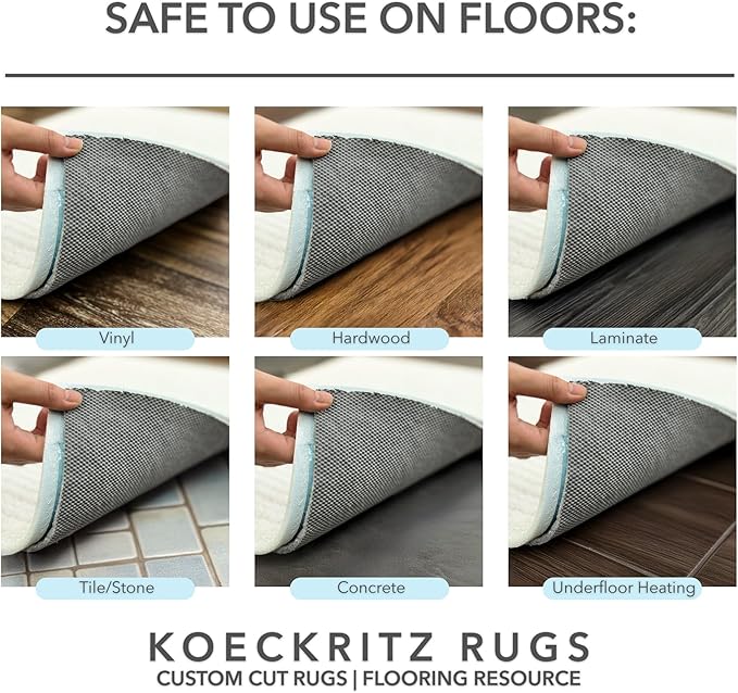 KOECKRITZ 5' x 5' Square Non-Slip Rug Pad Gripper - 1/4″ Thick Felt & Rubber Duo-Lock - Safe for All Floors & Hardwoods - Protects Floors, Keeps Rugs Flat