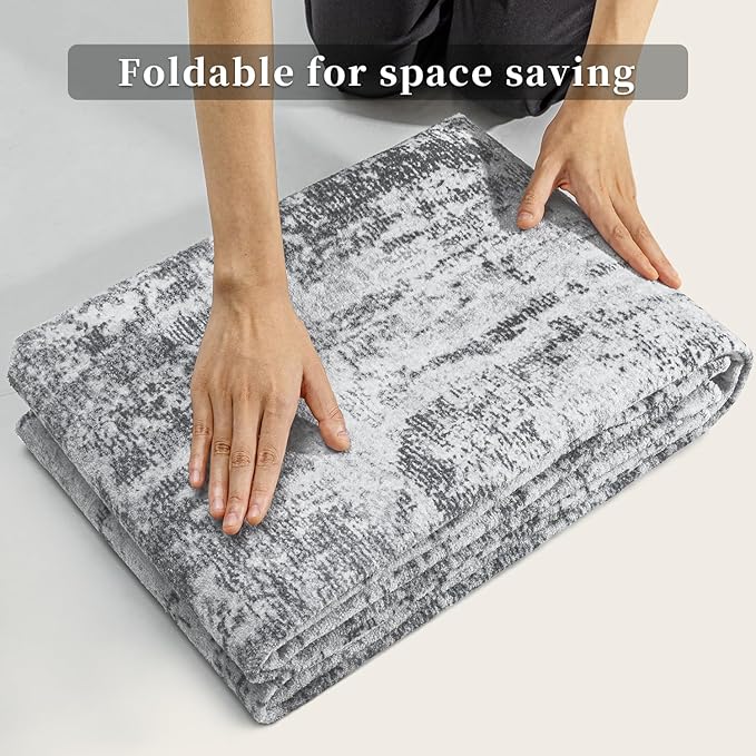 Ciicool 2x6 Washable Runner Rug, Modern Abstract Hallway Rugs Runner, Non-Slip Thin Accent Rug Lightweight Grey White Print Distressed Carpet for Laundry Entryway Bedroom Kitchen Bathroom Indoor