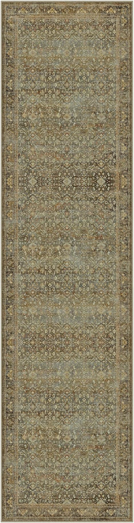PureCozy Runner Rug 2x8 Brown Hallway Washable Kitchen Vintage Carpet Non Slip Long Indoor Bedroom Retro Traditional Accent Throw Rug for Bathroom Office Entryway Laundry Dining