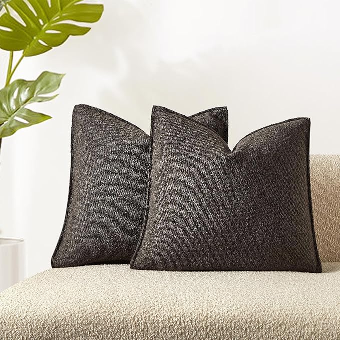 JUSPURBET 26x26 Pillow Covers Set of 2 Decorative Throw Pillow Covers Case for Couch Sofa Bed Soft Boucle Textured Cushion Covers with Hidden Zipper for Home Decor Living Room,Dark Coffee