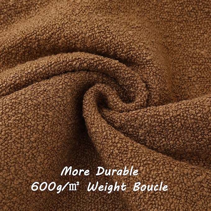 FUTEI Pack of 2 Tobacco Decorative Throw Pillow Covers 18x18 Inch Soft Cozy Solid Boucle Textured Cushion Case,Modern Home Decor for Couch Bed Living Room
