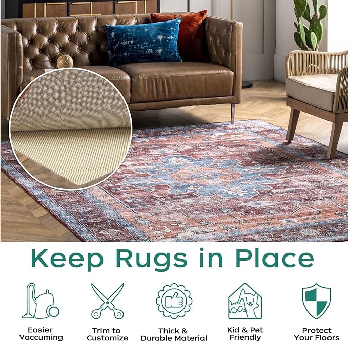 BAGAIL BASICS Non Slip Rug Pad Gripper Round 4 Feet Extra Thick Carpet Pads for Area Rugs and Hardwood Floors, Keep Your Rugs Safe and in Place