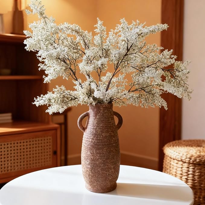 Ceramic Rustic Vase, Farmhouse Decorative Flower Vase for Home Decor, Rusty Vase for Living Room Bedroom Kitchen Office Decor Centerpiece Table Decorations