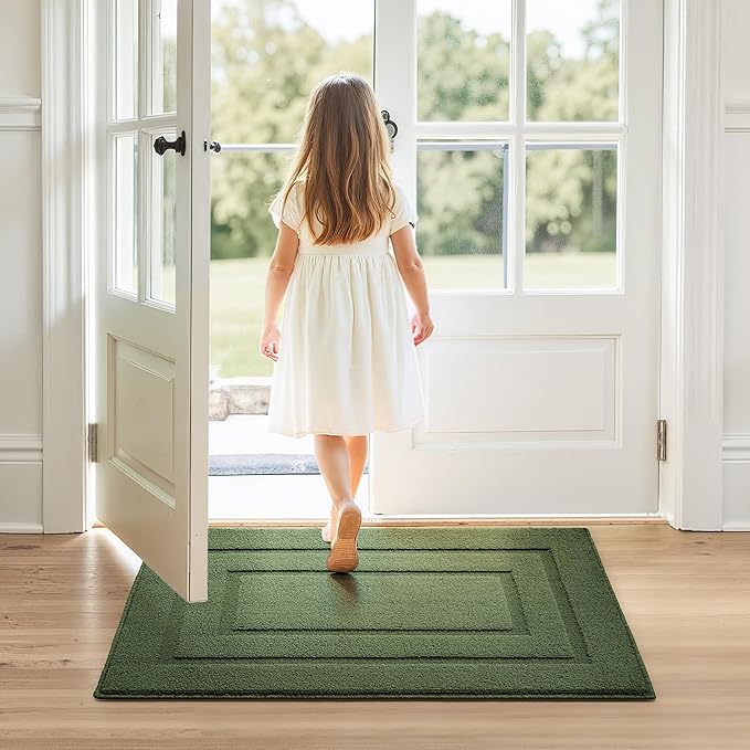 GRANNY SAYS Front Door Mat Outside Entrance, Welcome Matt Indoor Non-Slip, Door Mats for Outdoor, Entryway Front Porch Matt Low Profile Resist Dirt Easy to Clean, 36" x 24", Green