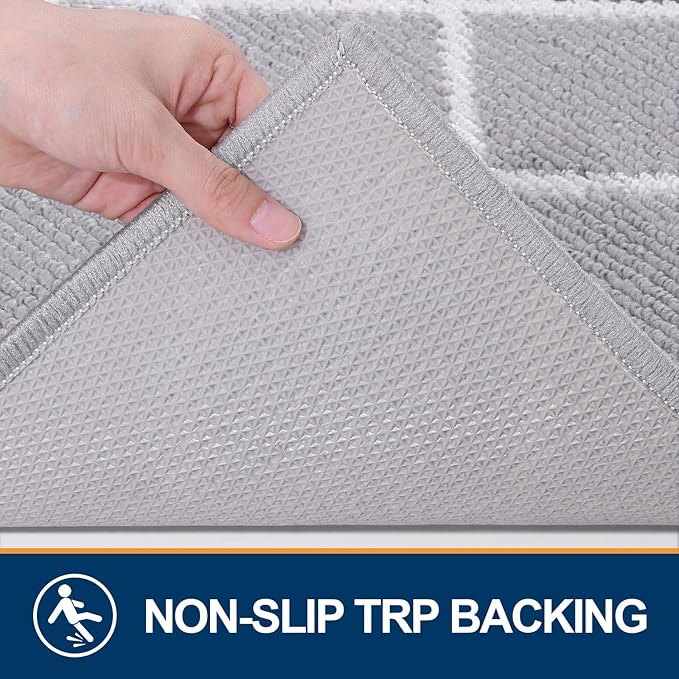 Finchitty Indoor Door Mat, Dirt Resistant and Absorbent, Low-Profile, Non-Slip, Washable Inside Floor Mats for Front Door, Back, and Entrance, 32" x 20", Light Grey