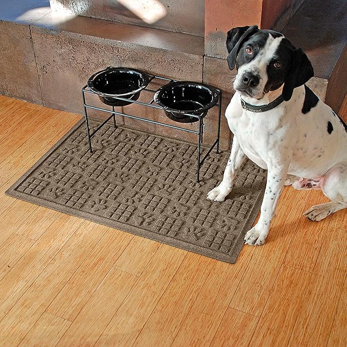 WaterHog Durable Indoor Outdoor Mat – Slip-Resistant Water Trapping Door Mat for Entryway, Porch, Garage, Mudrooms, Patios, Decorative Floor Covering, Made in USA, Dog Paw Design, Khaki/Camel, 2' x 3'