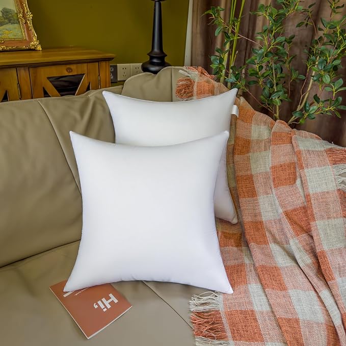 QSWRD 22 x 22 Outdoor Pillow Insert Pack of 4 Patio Furniture Pillows Cushion Waterproof Square Throw Pillow Inserts Decorative Couch Pillow Inserts White Sofa Sham Cushion Stuffer