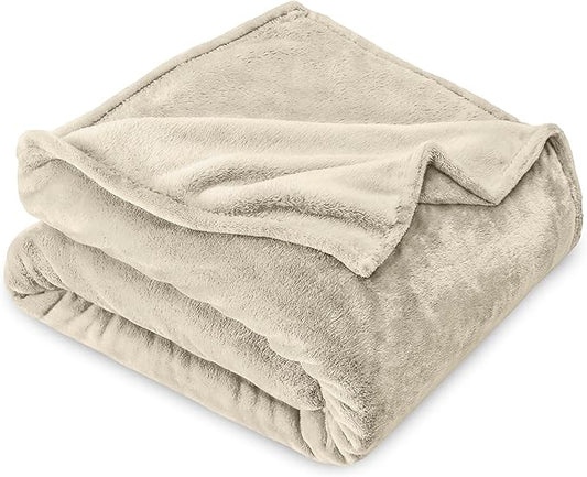 Bare Home Fleece Blanket - Kid Size - Ultra-Soft Lightweight for Bed, Sofa, and Couch - Luxury Microplush - Cozy Warm Blanket (Kid, Oyster)