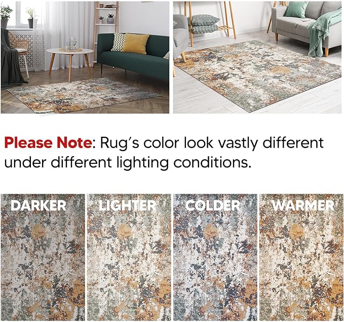 Keen Home Design Area Rugs - 2x3 Non-Shedding, Abstract Rugs for Kitchen, Living Room, Bedroom, Dining Room, Entryway - Size: 2' x 3', Multi