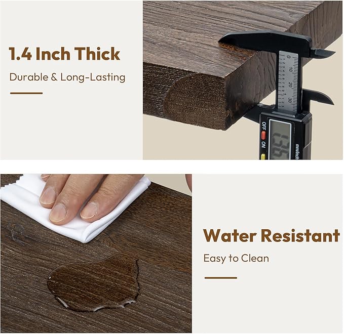 Vivelove Elm Wood Floating Shelves, Wooden Shelves For Wall With Invisible Bracket For Living Room Bedroom Bathroom Office Book, Rustic Farmhouse Decor Storage & Display, 48 Inch Set Of 1- Dark Walnut