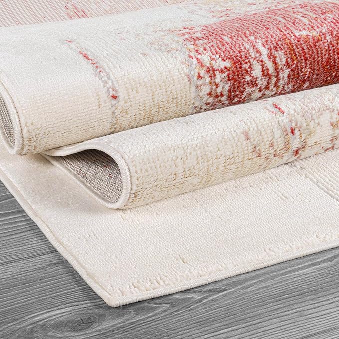 Beverly Rug Modern Abstract Runner Rug 2x7 Luxury Ultra Soft Vintage Indoor Area Rugs for Living Room Stain Resistant Non Shedding Indoor Carpet Alfombras para Salas Modernas (2 x 7 Pink)