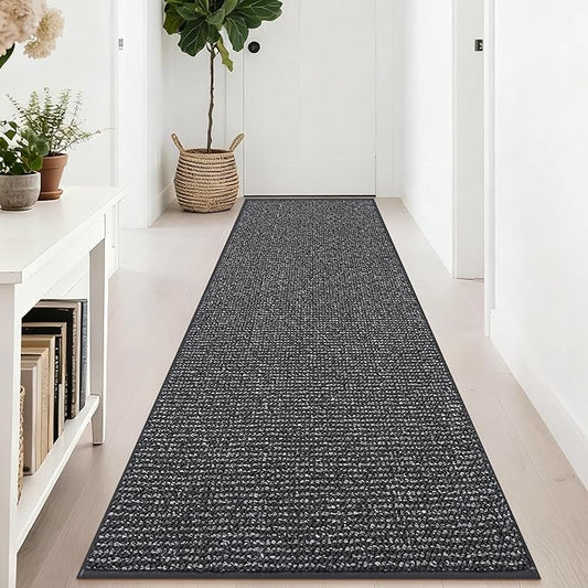 BEQHAUSE Hallway Runner Rugs 2.6x8, Hallway Rug Non-Slip Washable(Rolled-Up NO Creases), Runner Rug Absorbent Stain Resist Hall Rug Carpet Runner, Entryway Rugs Floor Mat Laundry Room Rugs, Charcoal